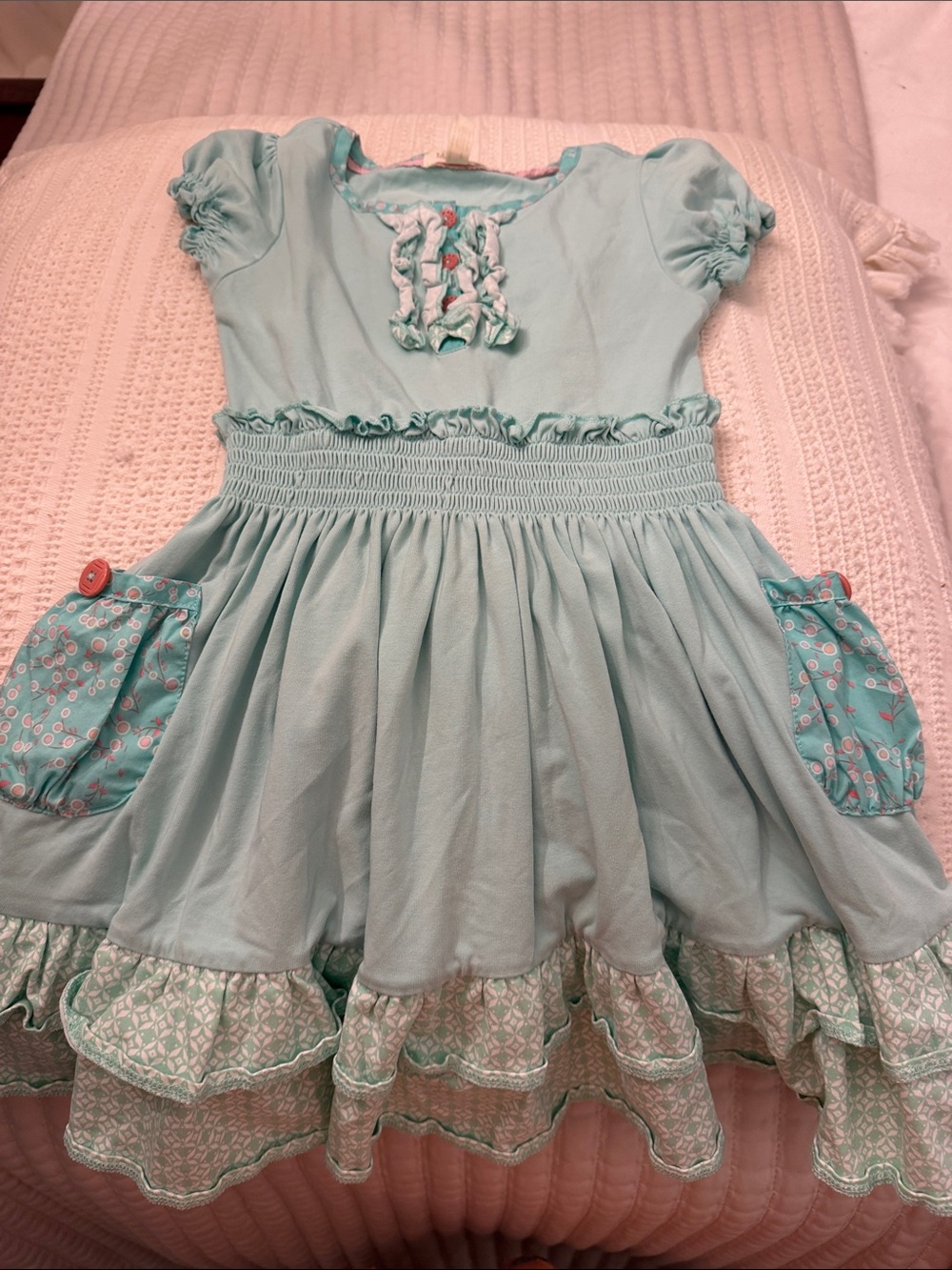 Matilda Jane Mint Aqua Ruffled Neckline Top